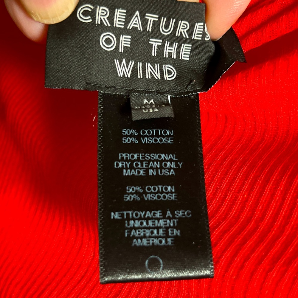CREATURES OF THE WIND red sheer knit long sleeve front seam pullover shirt Sz M - Picture 9 of 9